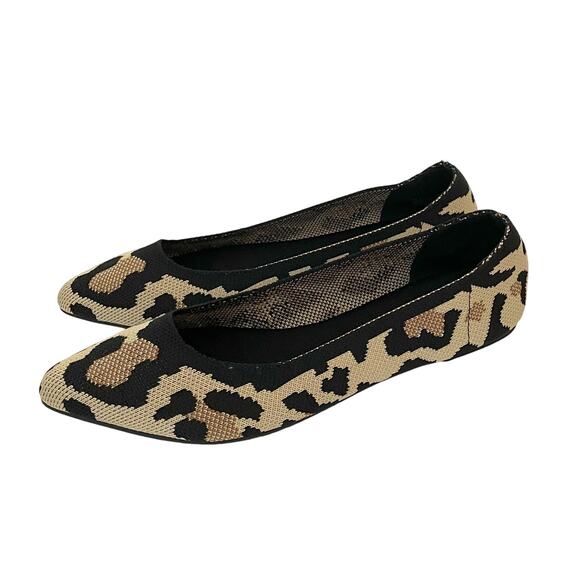 Mia Ballerina Pointed Stretch Flats Animal Print Tan Size 6 NEW - Picture 1 of 8